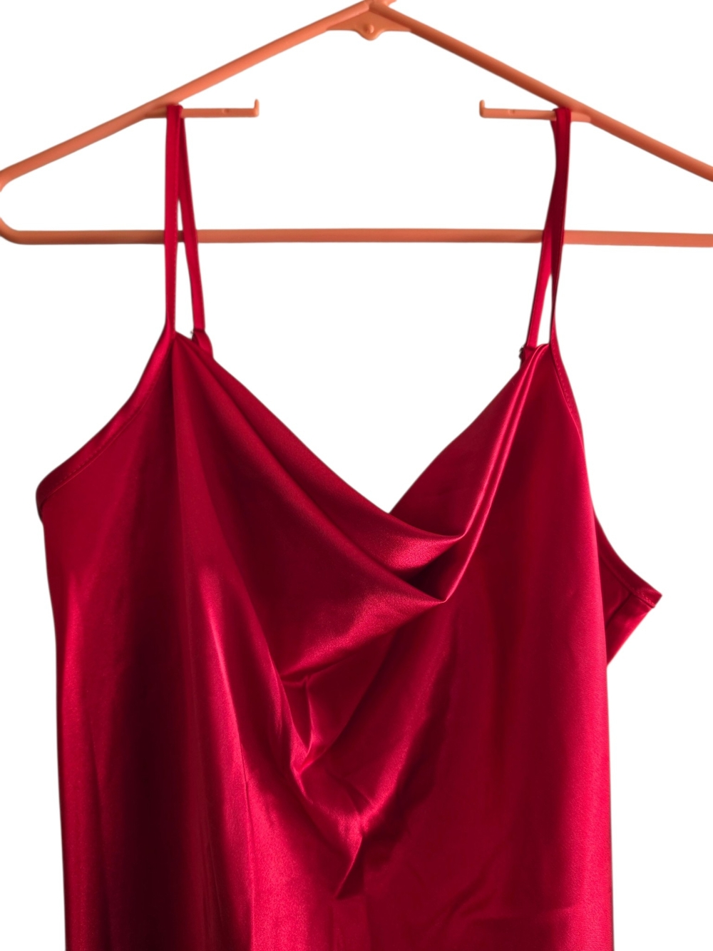 bebe Red Satin Cowl Neck Camisole